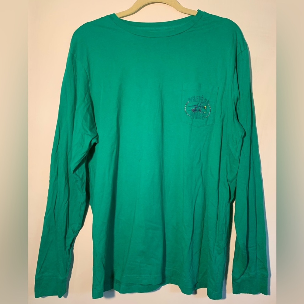 Used Vineyard Vines Green Sailboat Long Sleeve Adult T-Shirt